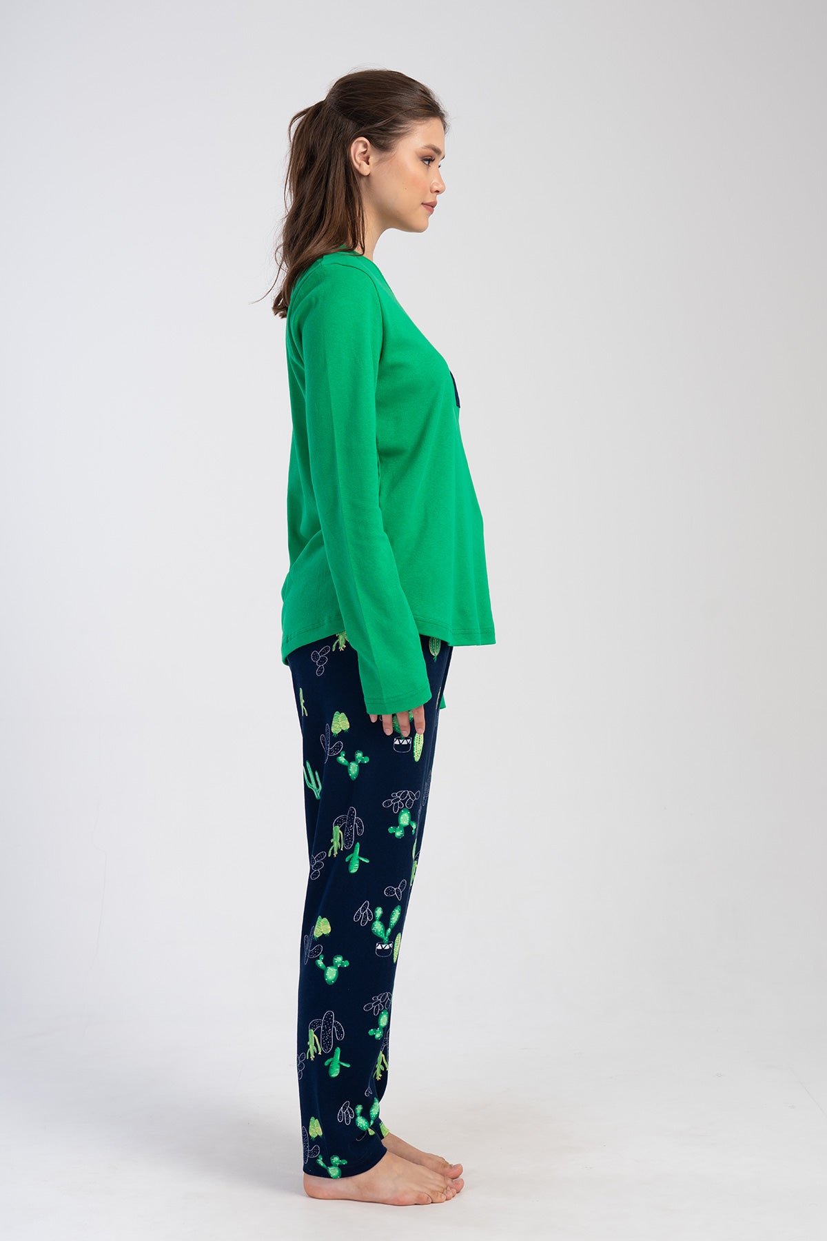KADIN INTERLOK XXL O YAKA UZUN KOL ETEGI OVAL PIJAMA TAKIM 403382