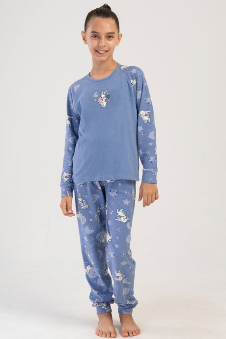 KIZ COCUK LYC SUPREM O YAKA REGLAN UZUN KOL MANSETLI PIJAMA TAKIM(7-8/13-14)