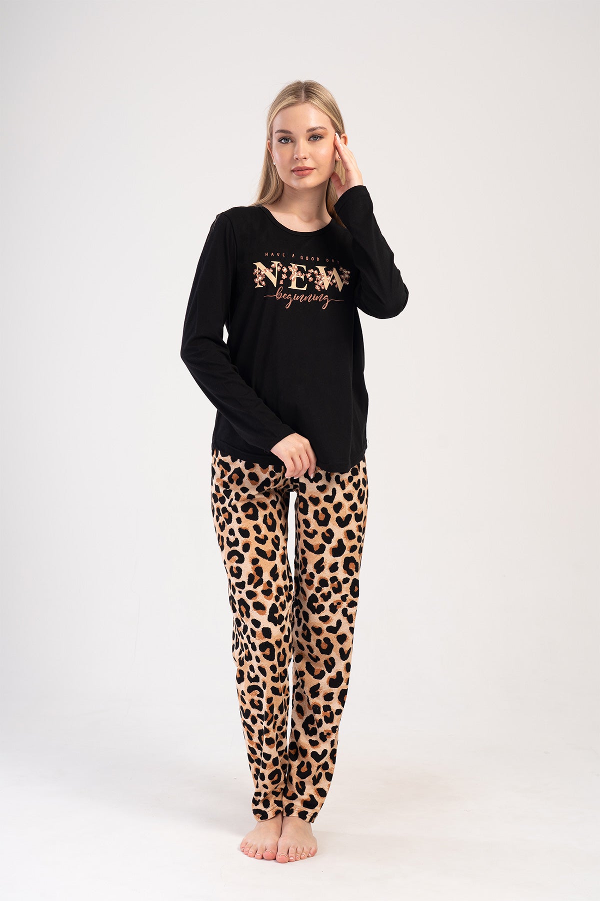 KADIN P.SUPREM O YAKA UZUN KOL ETEGI OVAL PIJAMA TAKIM 404118