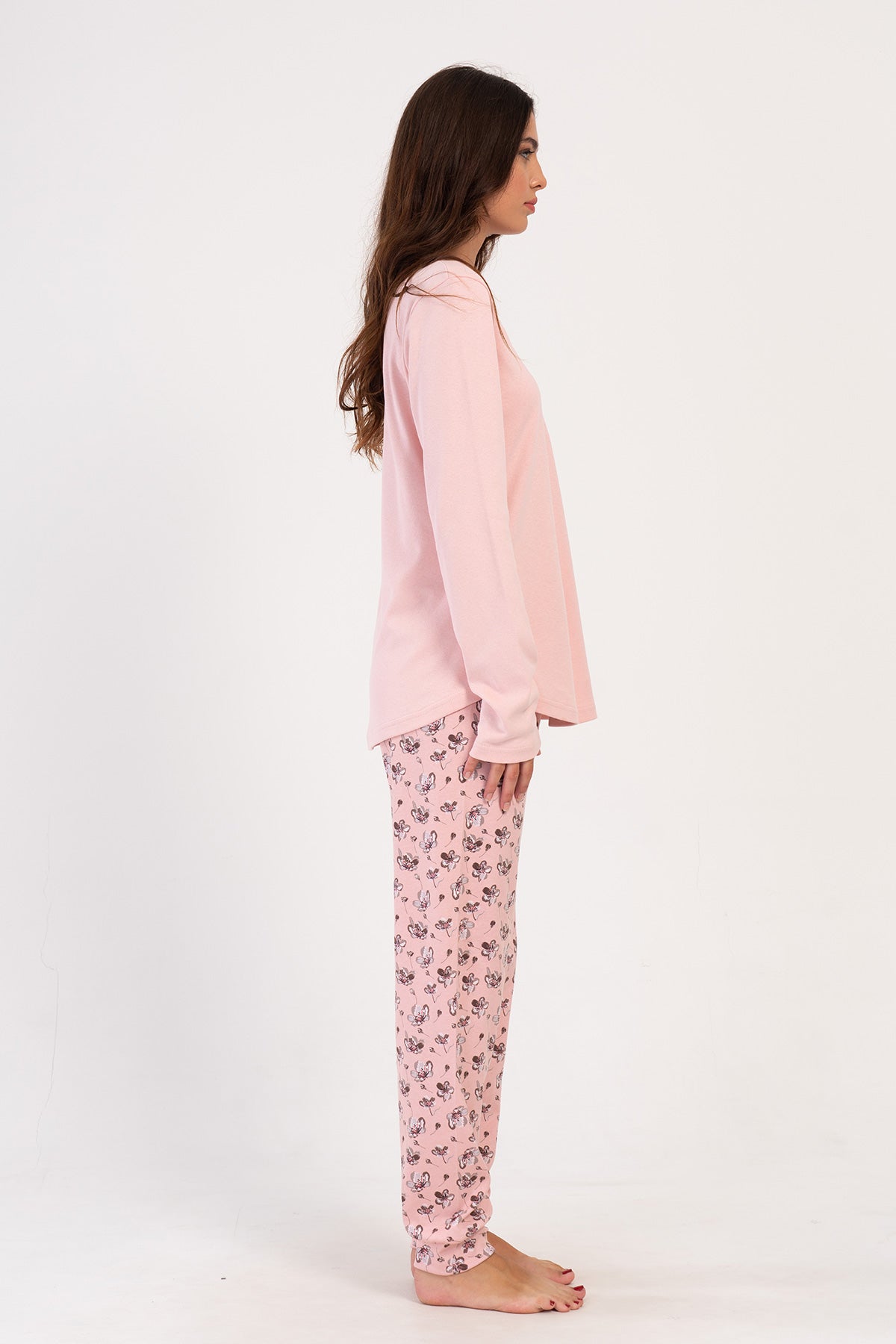 KADIN INTERLOK XXL PATLI UZUN KOL ETEGI OVAL MANSETLI PIJAMA TAKIM 404138