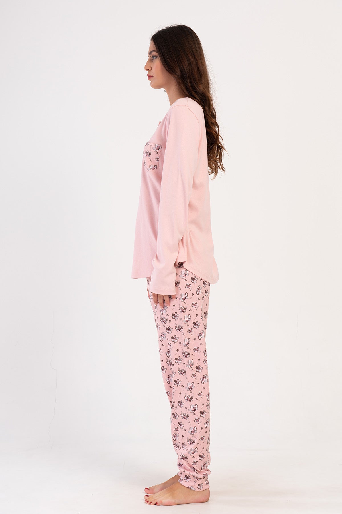 KADIN INTERLOK XXL PATLI UZUN KOL ETEGI OVAL MANSETLI PIJAMA TAKIM 404138