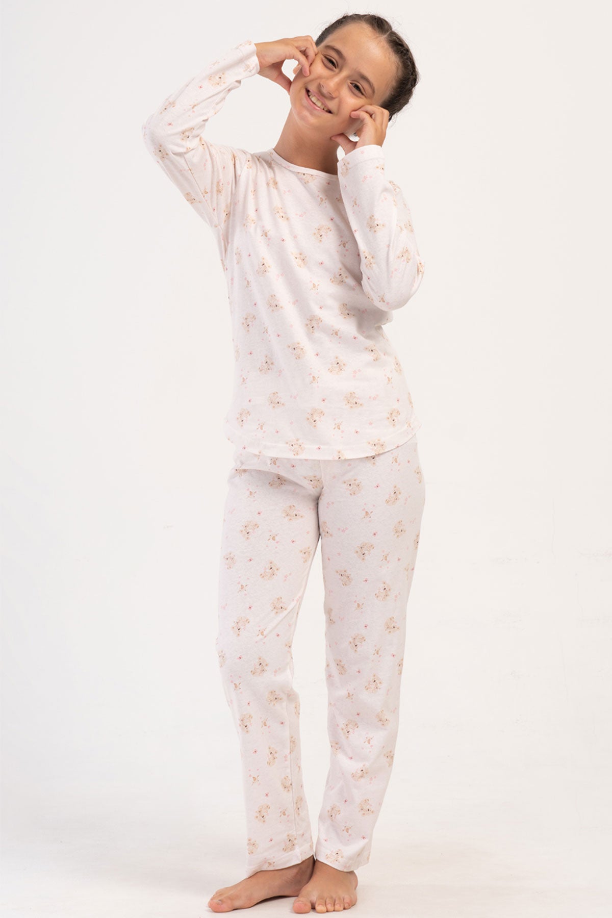 KIZ COCUK P.SUPREM O YAKA UZUN KOL ETEGI OVAL PIJAMA TAKIM(7-8/13-14)