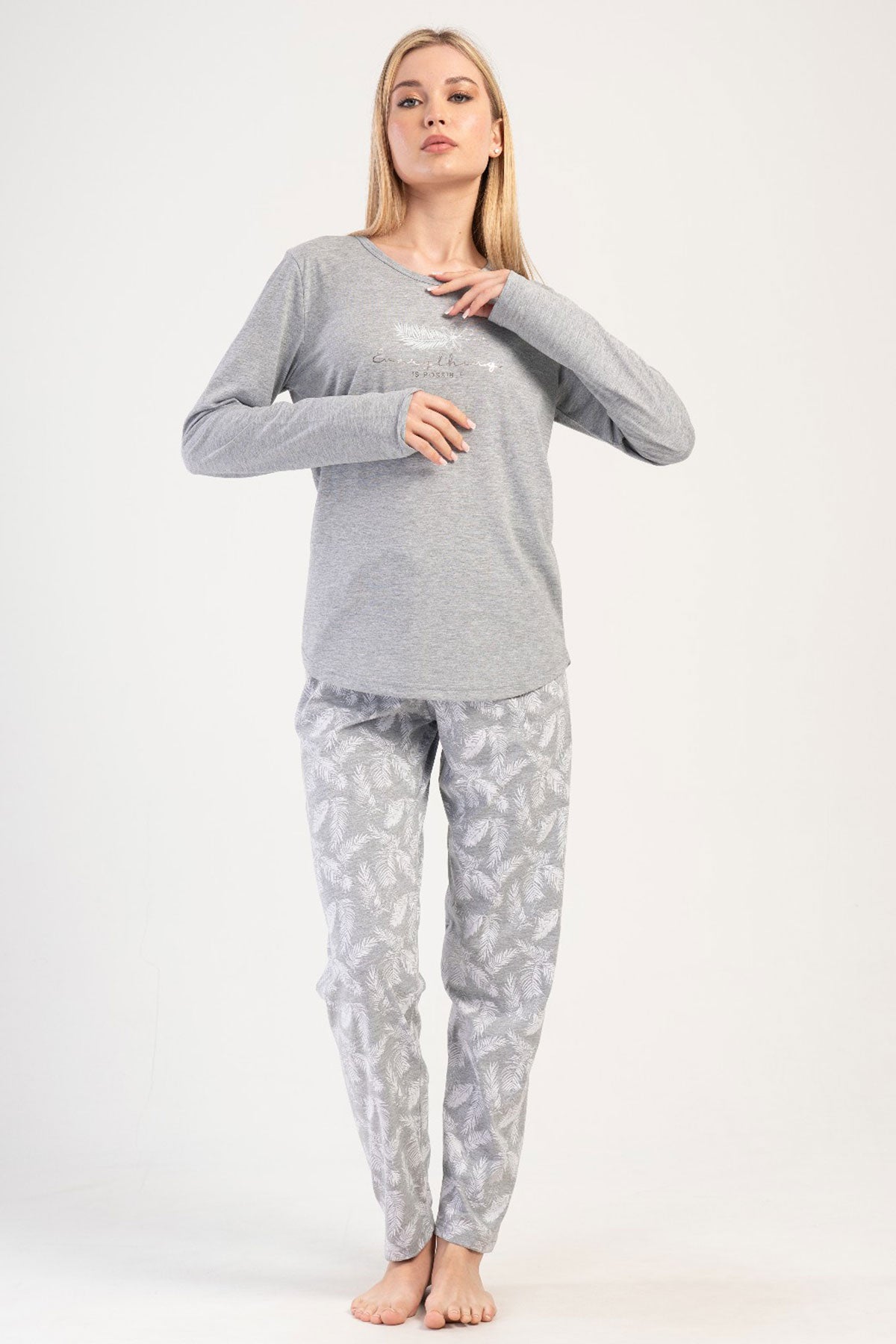 KADIN P.SUPREM XXL O YAKA UZUN KOL ETEGI OVAL PIJAMA TAKIM