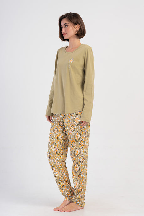 KADIN P.SUPREM XXL O YAKA UZUN KOL ETEGI OVAL PIJAMA TAKIM 405178