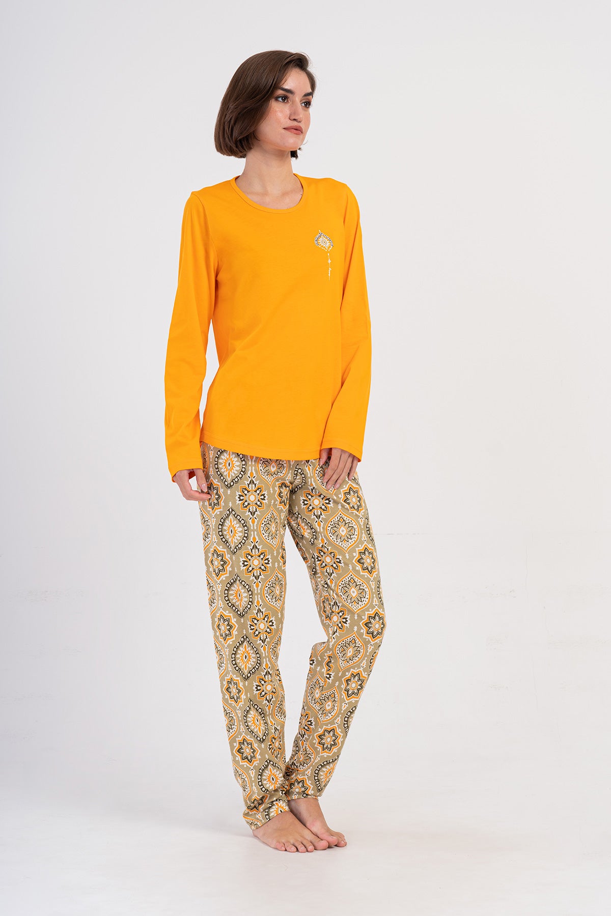 KADIN P.SUPREM XXL O YAKA UZUN KOL ETEGI OVAL PIJAMA TAKIM 405178