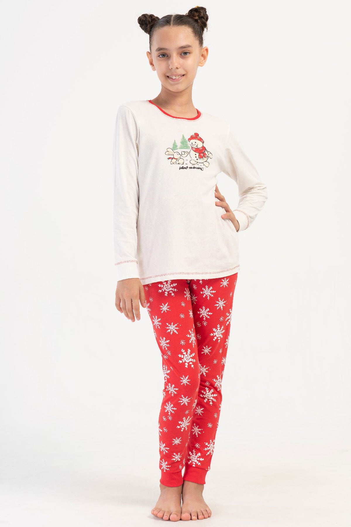 KIZ COCUK LYC SUPREM O YAKA UZUN KOL MANSETLI PIJAMA TK(7-8/15-16)