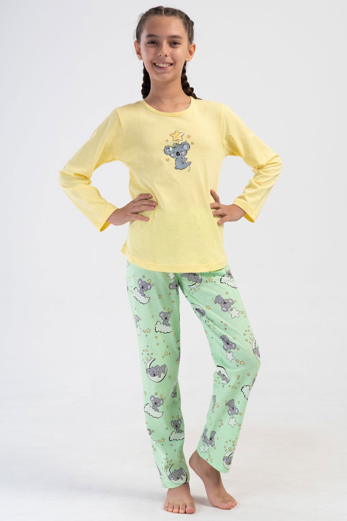 KIZ COCUK P.SUPREM O YAKA UZUN KOL ETEGI OVAL PIJAMA TAKIM(9-10/15-16) 405234