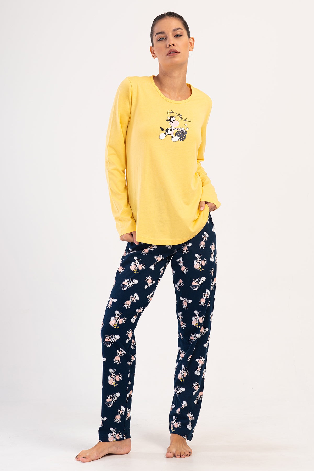 KADIN P.SUPREM O YAKA UZUN KOL ETEGI OVAL PIJAMA TAKIM 405236