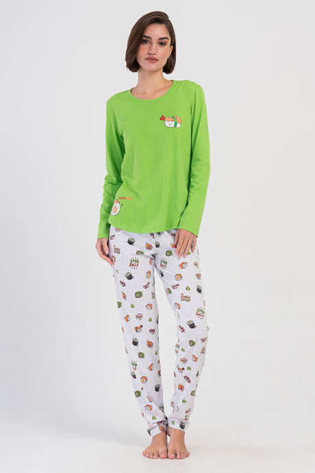 KADIN P.SUPREM O YAKA UZUN KOL ETEGI OVAL PIJAMA TAKIM 405238