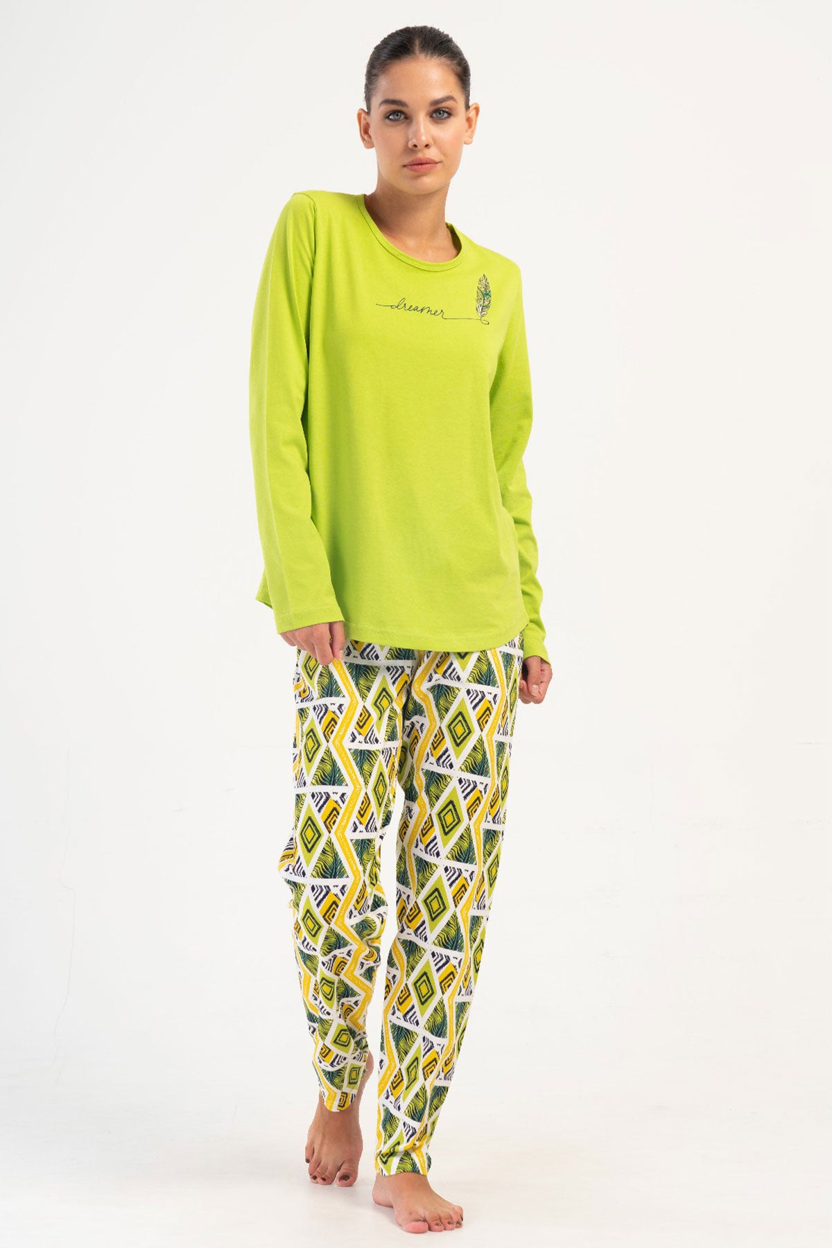 KADIN P.SUPREM XXL O YAKA UZUN KOL ETEGI OVAL PIJAMA TAKIM