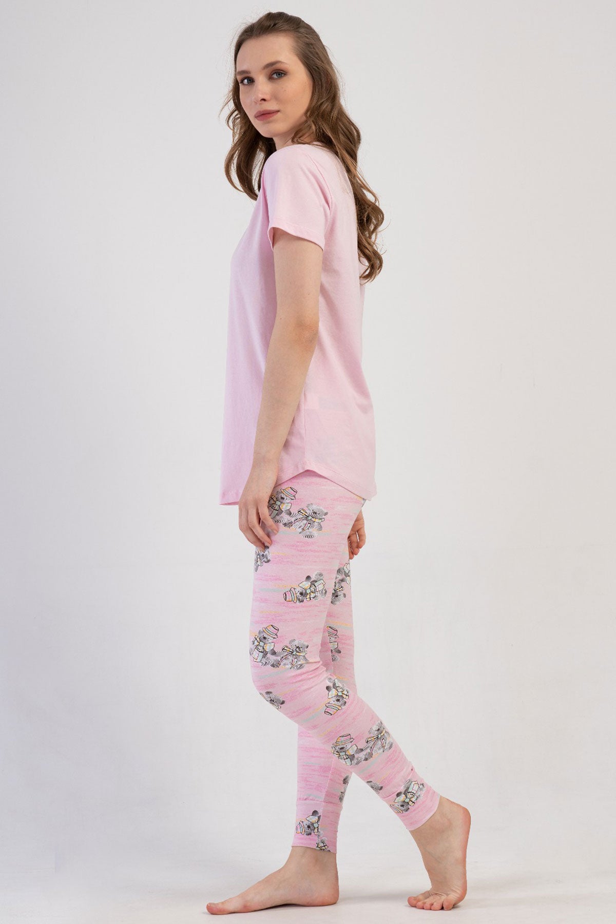 KADIN LYC SUPREM O YAKA KISA KOL BLUZU UZUN ETEGI OVAL MANSETLI TAYT PIJAMA TAKIM