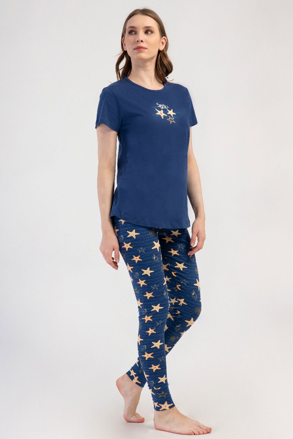 KADIN LYC SUPREM O YAKA KISA KOL BLUZU UZUN ETEGI OVAL MANSETLI TAYT PIJAMA TAKIM