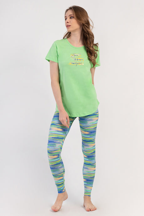 KADIN LYC SUPREM O YAKA KISA KOL BLUZU UZUN ETEGI OVAL MANSETLI TAYT PIJAMA TAKIM 408364