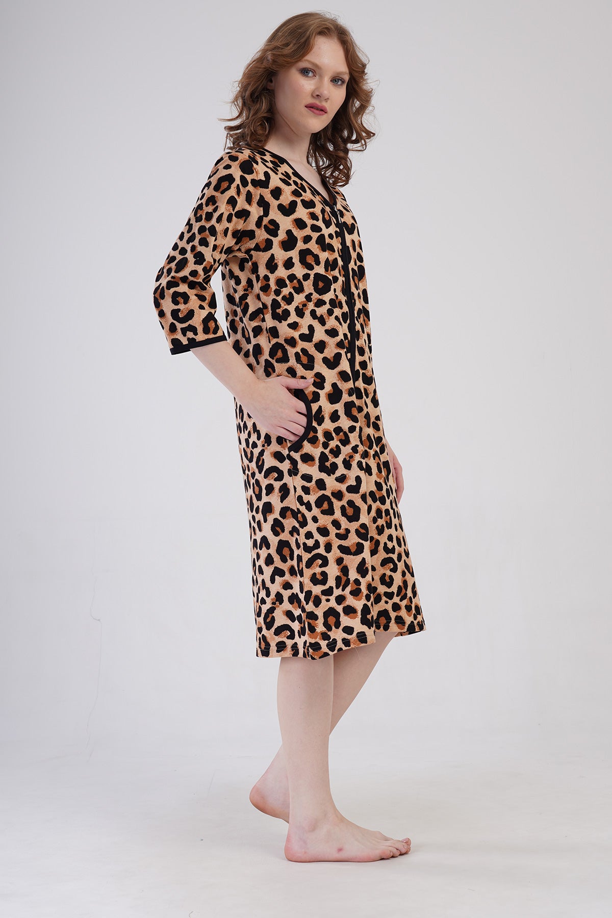 KADIN P.SUPREM BATTAL XXL 3/4KOL FERMUARLI CEPLI EV ELBISESI 409102