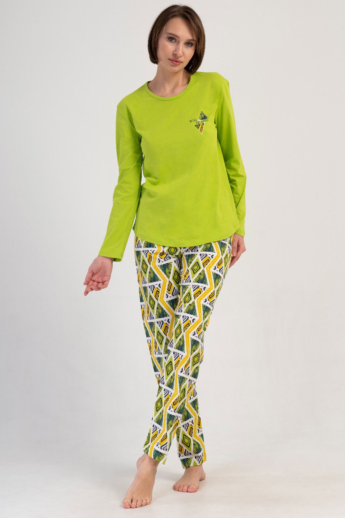 KADIN P.SUPREM O YAKA UZUN KOL ETEGI OVAL PIJAMA TAKIM