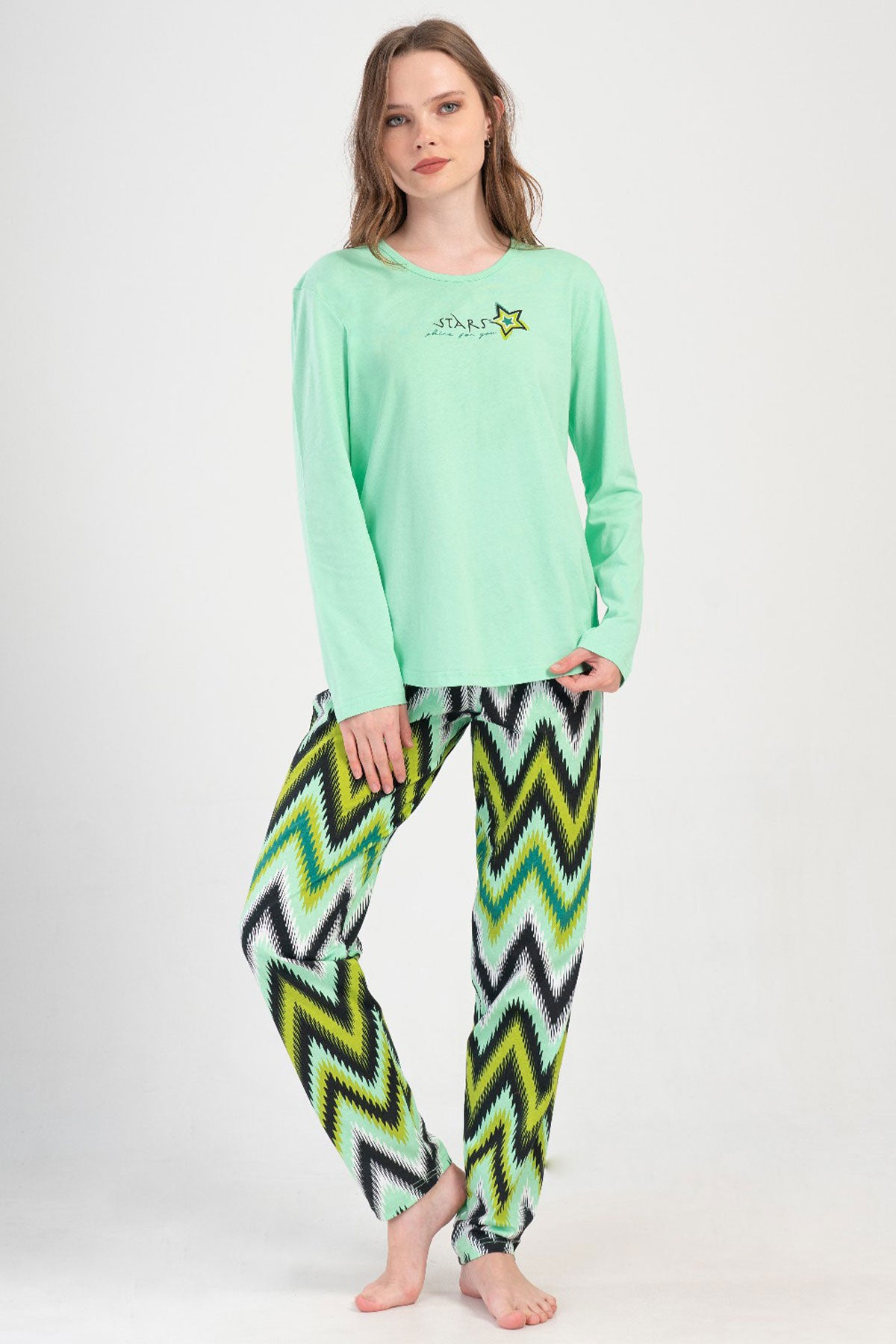KADIN P.SUPREM O YAKA UZUN KOL ETEGI OVAL PIJAMA TAKIM
