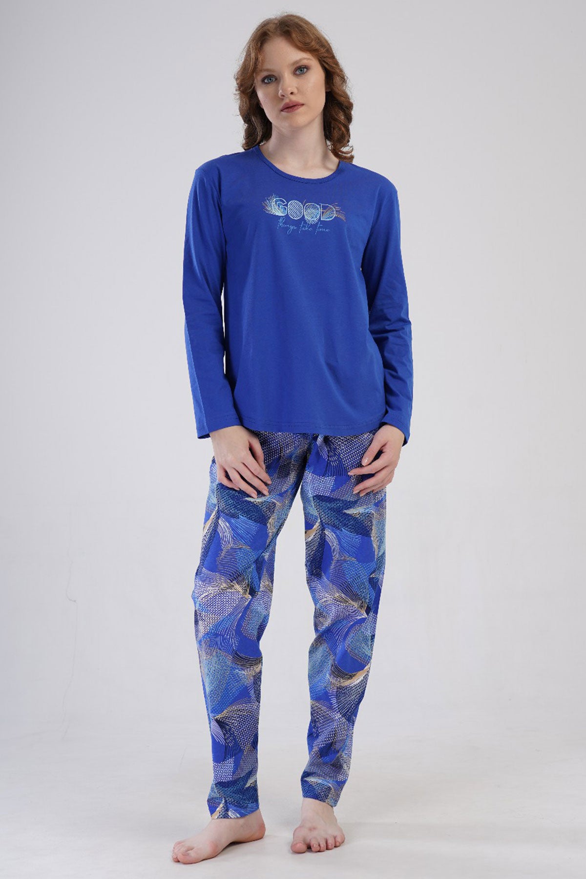 KADIN P.SUPREM XXL O YAKA UZUN KOL ETEGI OVAL PIJAMA TAKIM 410023
