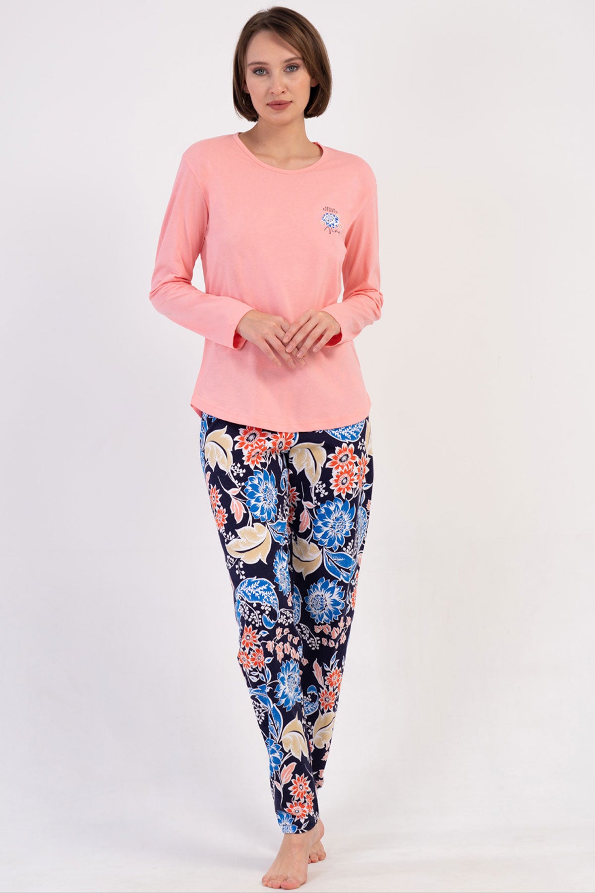 KADIN P.SUPREM O YAKA UZUN KOL ETEGI OVAL PIJAMA TAKIM 410026