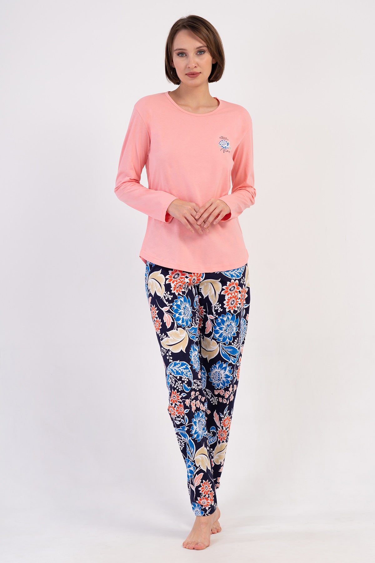 KADIN P.SUPREM O YAKA UZUN KOL ETEGI OVAL PIJAMA TAKIM 410026