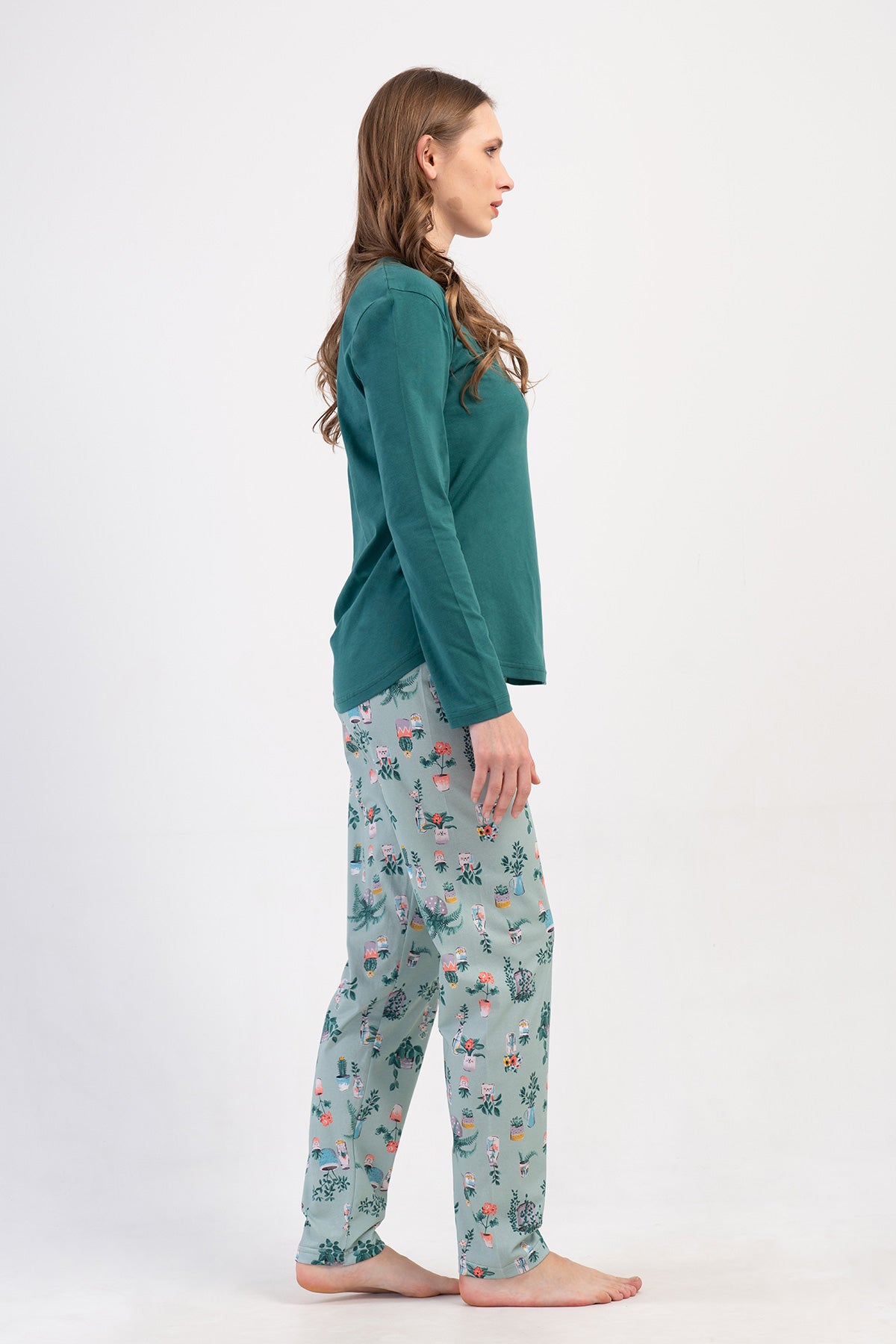 KADIN P.SUPREM O YAKA UZUN KOL ETEGI OVAL PIJAMA TAKIM 410027