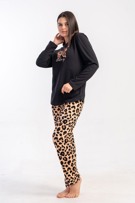 KADIN 2IPLIK XXL O YAKA UZUN KOL ETEGI OVAL PIJAMA TAKIM 502172