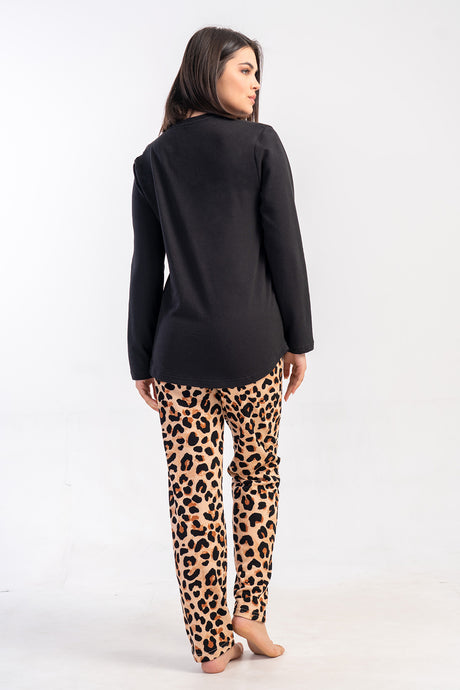 KADIN 2IPLIK XXL O YAKA UZUN KOL ETEGI OVAL PIJAMA TAKIM 502172