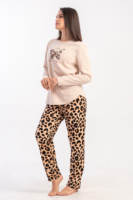 KADIN 2IPLIK XXL O YAKA UZUN KOL ETEGI OVAL PIJAMA TAKIM 502172