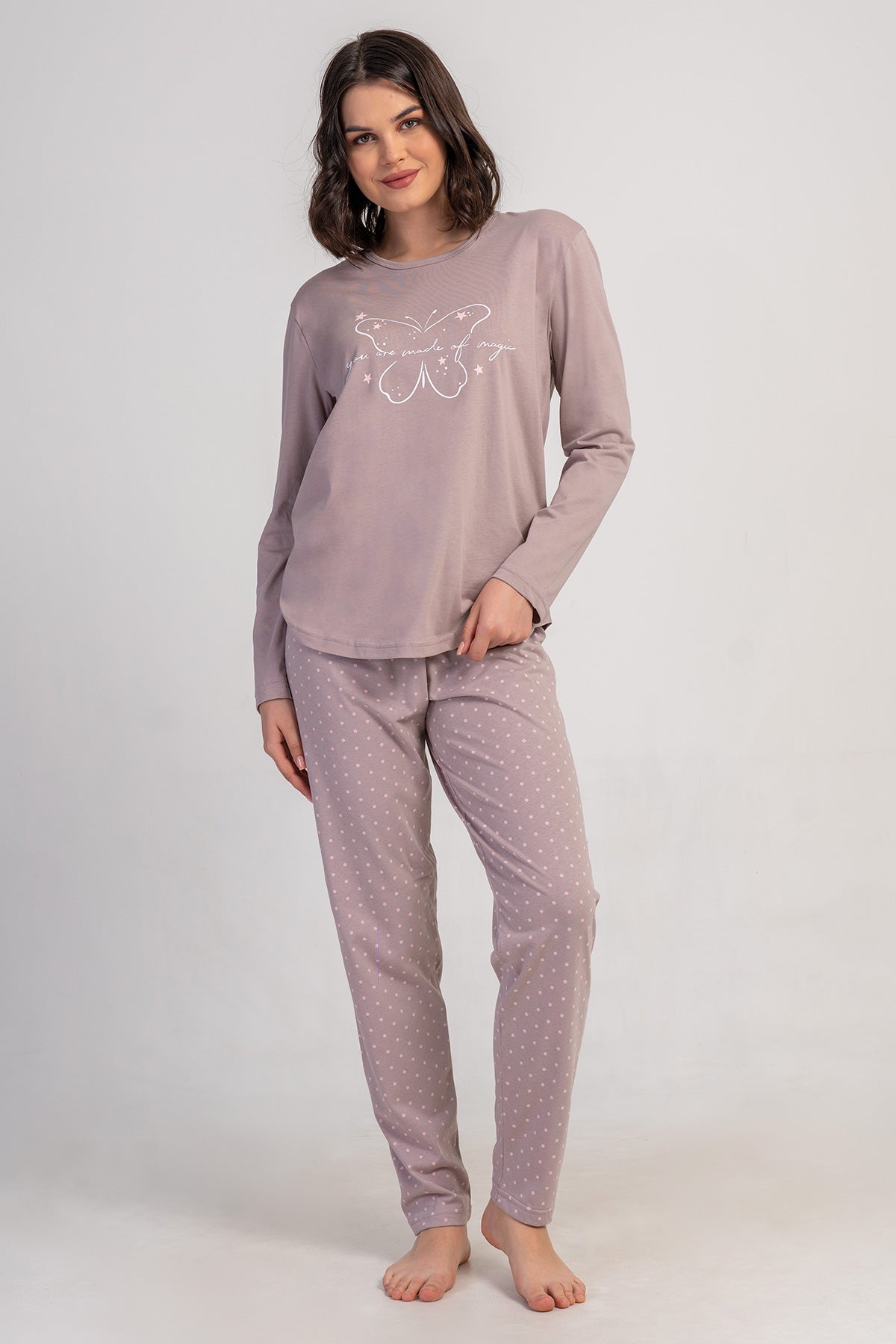 KADIN P.SUPREM XXL O YAKA UZUN KOL ETEGI OVAL PIJAMA TAKIM