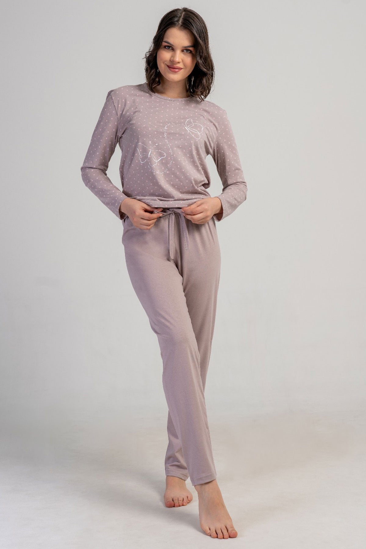 KADIN P.SUPREM O YAKA UZUN KOL ETEGI OVAL PIJAMA TAKIM