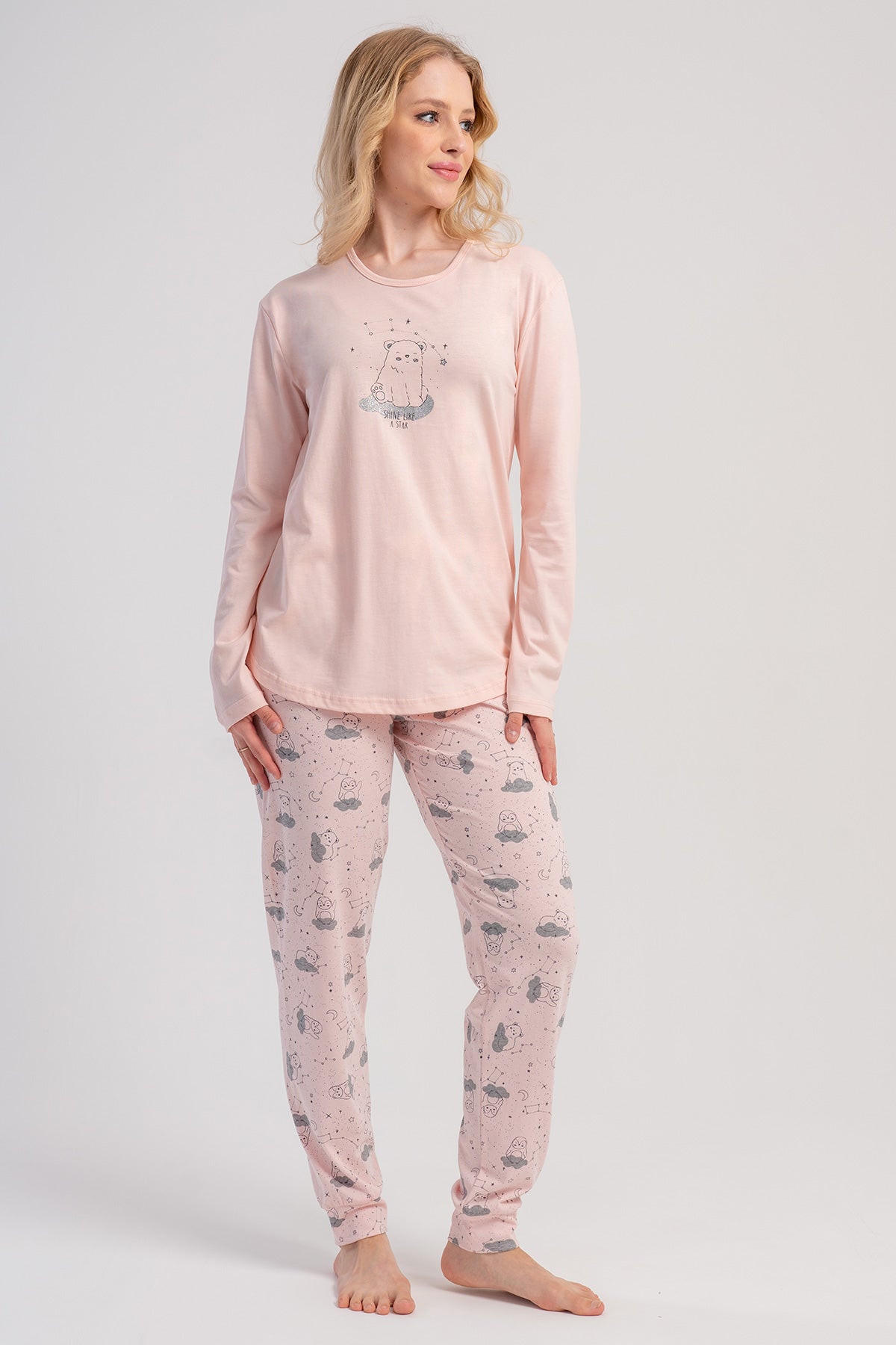 KADIN P.SUPREM O YAKA UZUN KOL ETEGI OVAL MANSETLI PIJAMA TAKIM