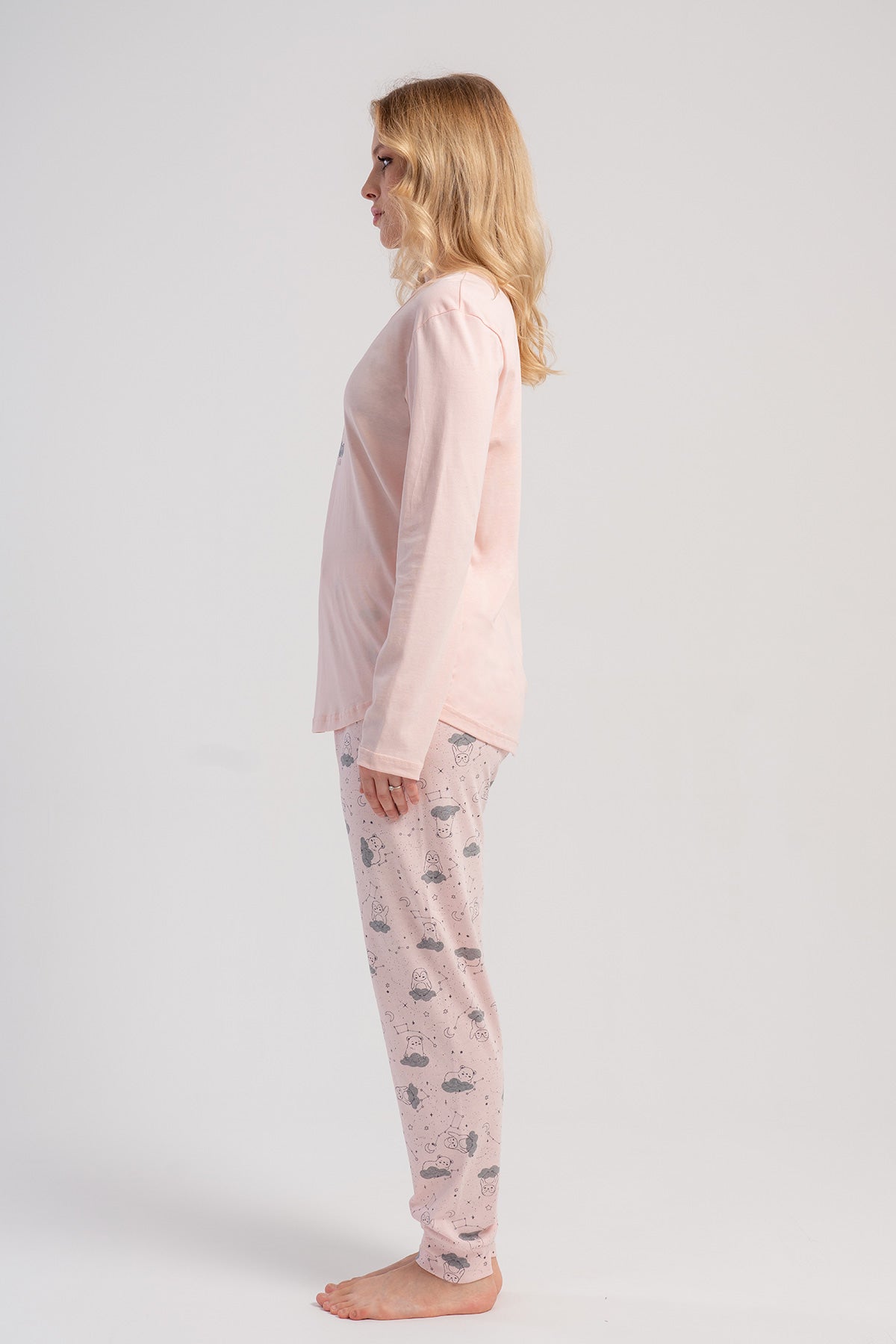 KADIN P.SUPREM O YAKA UZUN KOL ETEGI OVAL MANSETLI PIJAMA TAKIM