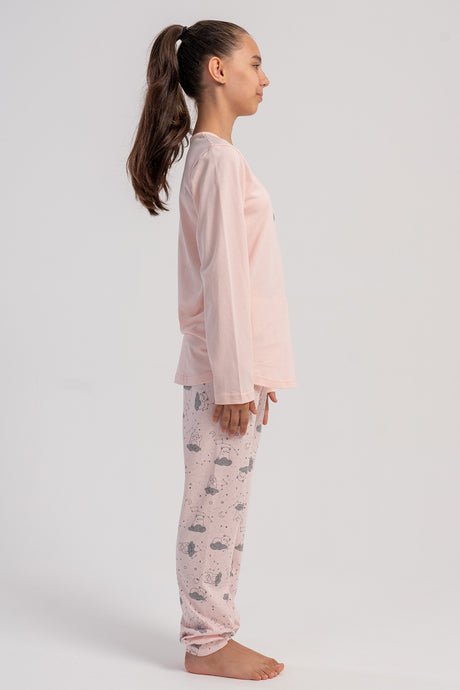 KIZ COCUK P.SUPREM O YAKA UZUN KOL ETEGI OVAL MANSETLI PIJAMA TAKIM(7-8/13-14)