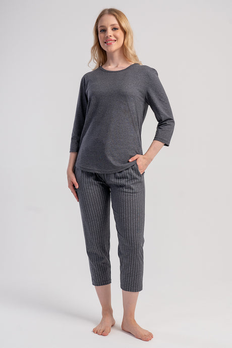 KADIN P.SUPREM O YAKA 3/4KOL CEPLI 7/8 BOY PIJAMA TAKIM 503102