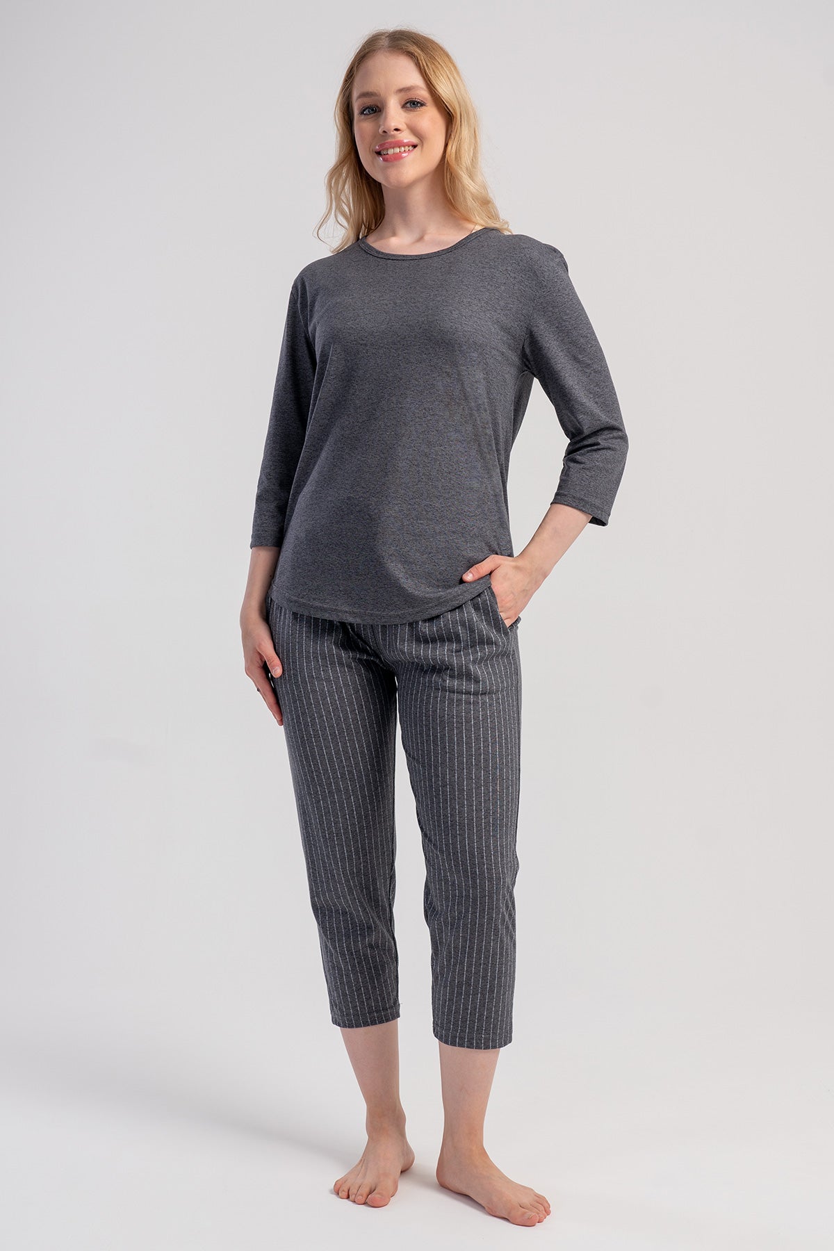 KADIN P.SUPREM O YAKA 3/4KOL CEPLI 7/8 BOY PIJAMA TAKIM 503102