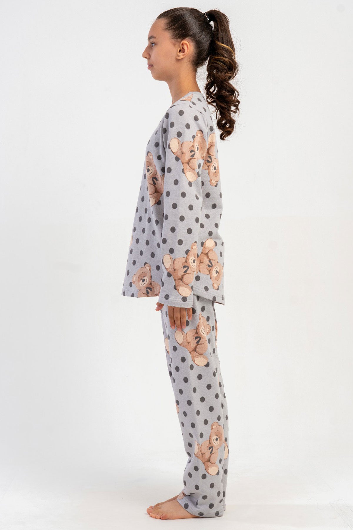KIZ COCUK 2IPLIK O YAKA UZUN KOL ETEGI OVAL PIJAMA TAKIM(7-8/13-14)