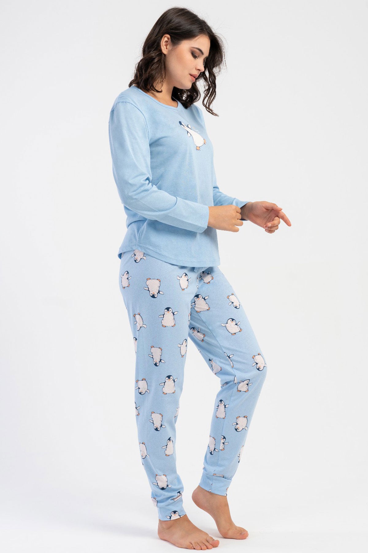 KADIN P.SUPREM O YAKA UZUN KOL ETEGI OVAL MANSETLI PIJAMA TAKIM