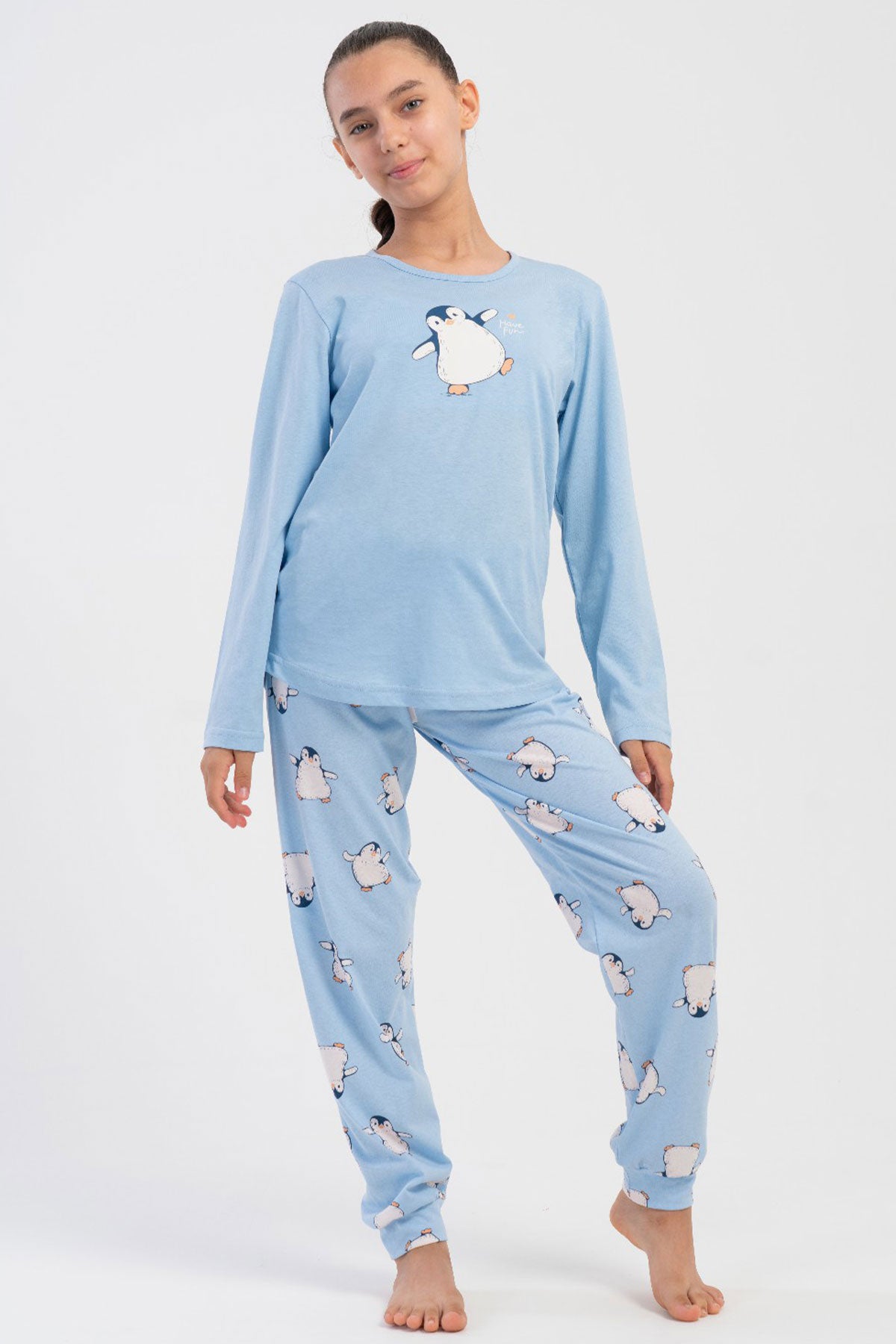 KIZ COCUK P.SUPREM O YAKA UZUN KOL ETEGI OVAL MANSETLI PIJAMA TAKIM(7/8-13/14)