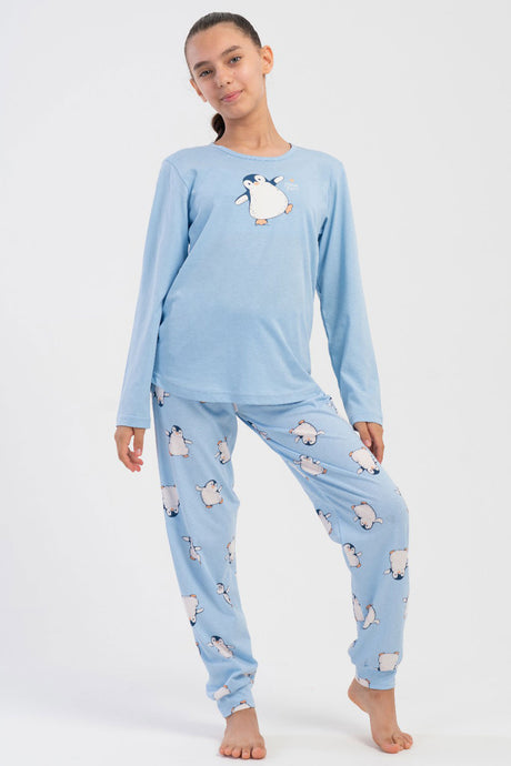 KIZ COCUK P.SUPREM O YAKA UZUN KOL ETEGI OVAL MANSETLI PIJAMA TAKIM(7/8-13/14)