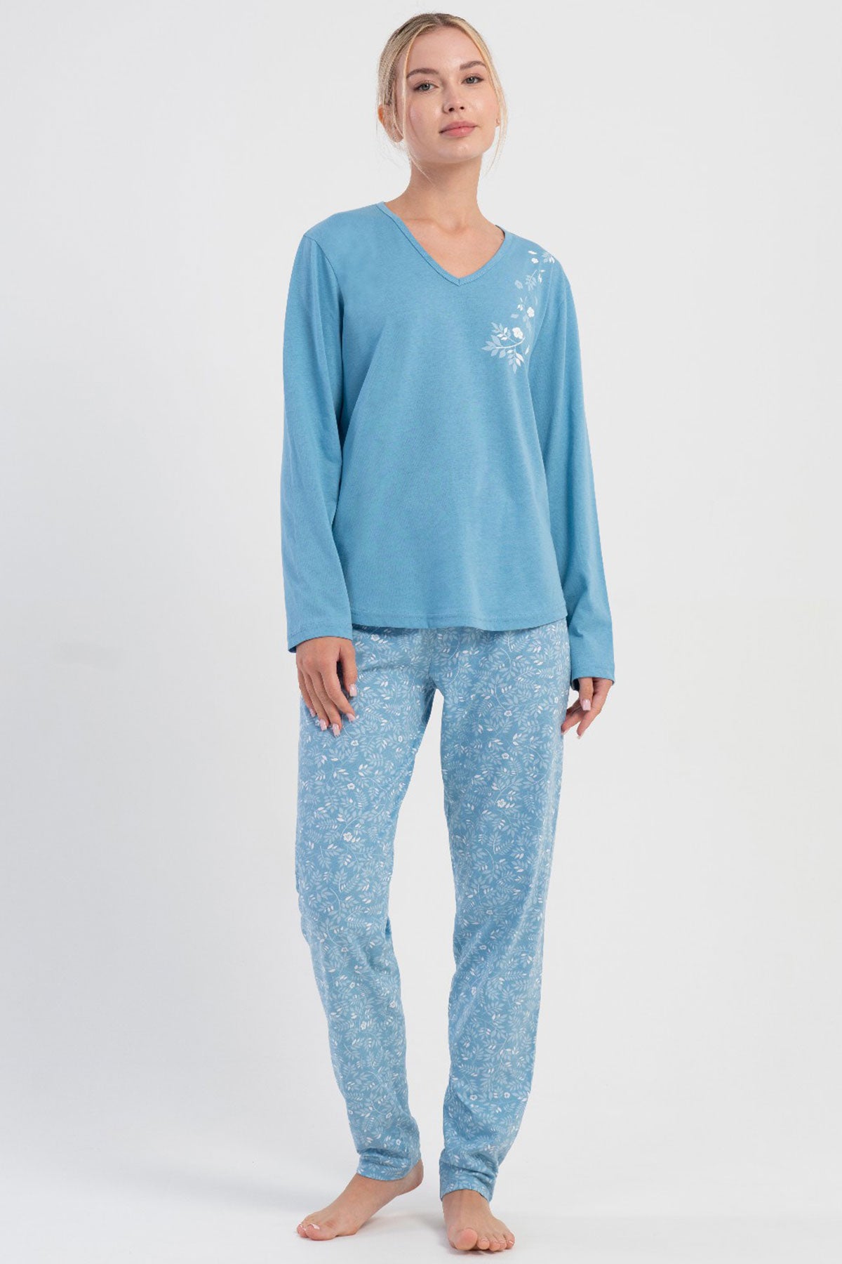 KADIN P.SUPREM XXL V YAKA UZUN KOL ETEGI OVAL PIJAMA TAKIM