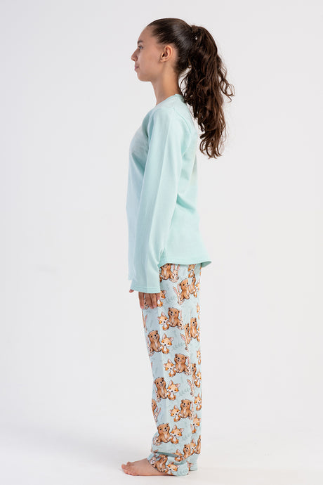 KIZ COCUK 2IPLIK O YAKA UZUN KOL ETEGI OVAL PIJAMA TAKIM(7-8/13-14) 503191