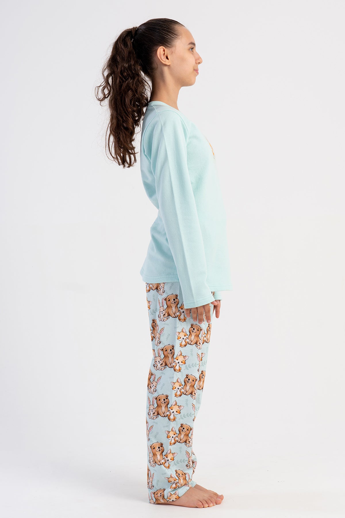 KIZ COCUK 2IPLIK O YAKA UZUN KOL ETEGI OVAL PIJAMA TAKIM(7-8/13-14) 503191
