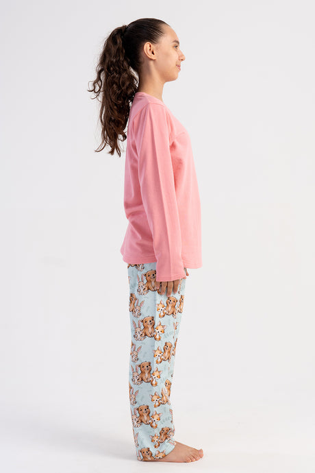 KIZ COCUK 2IPLIK O YAKA UZUN KOL ETEGI OVAL PIJAMA TAKIM(7-8/13-14) 503191