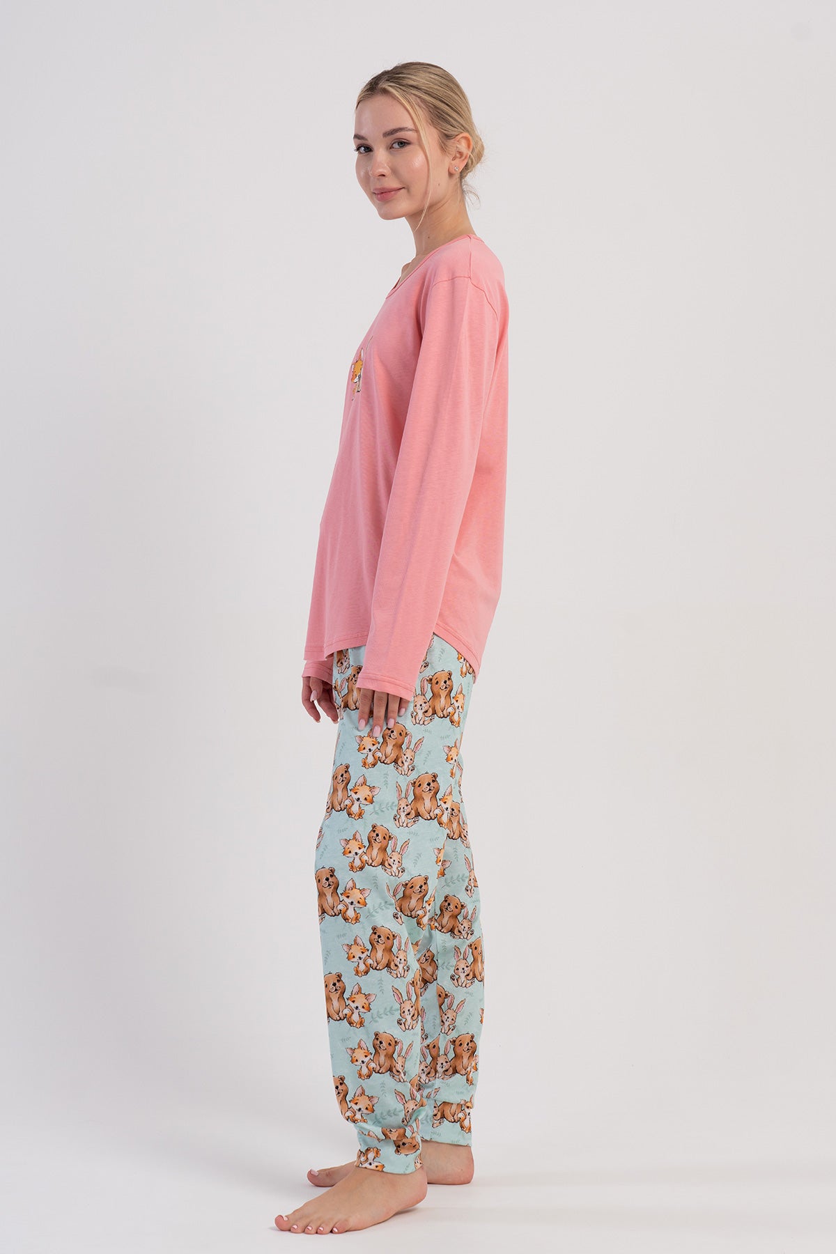 KADIN P.SUPREM O YAKA UZUN KOL ETEGI OVAL MANSETLI PIJAMA TAKIM
