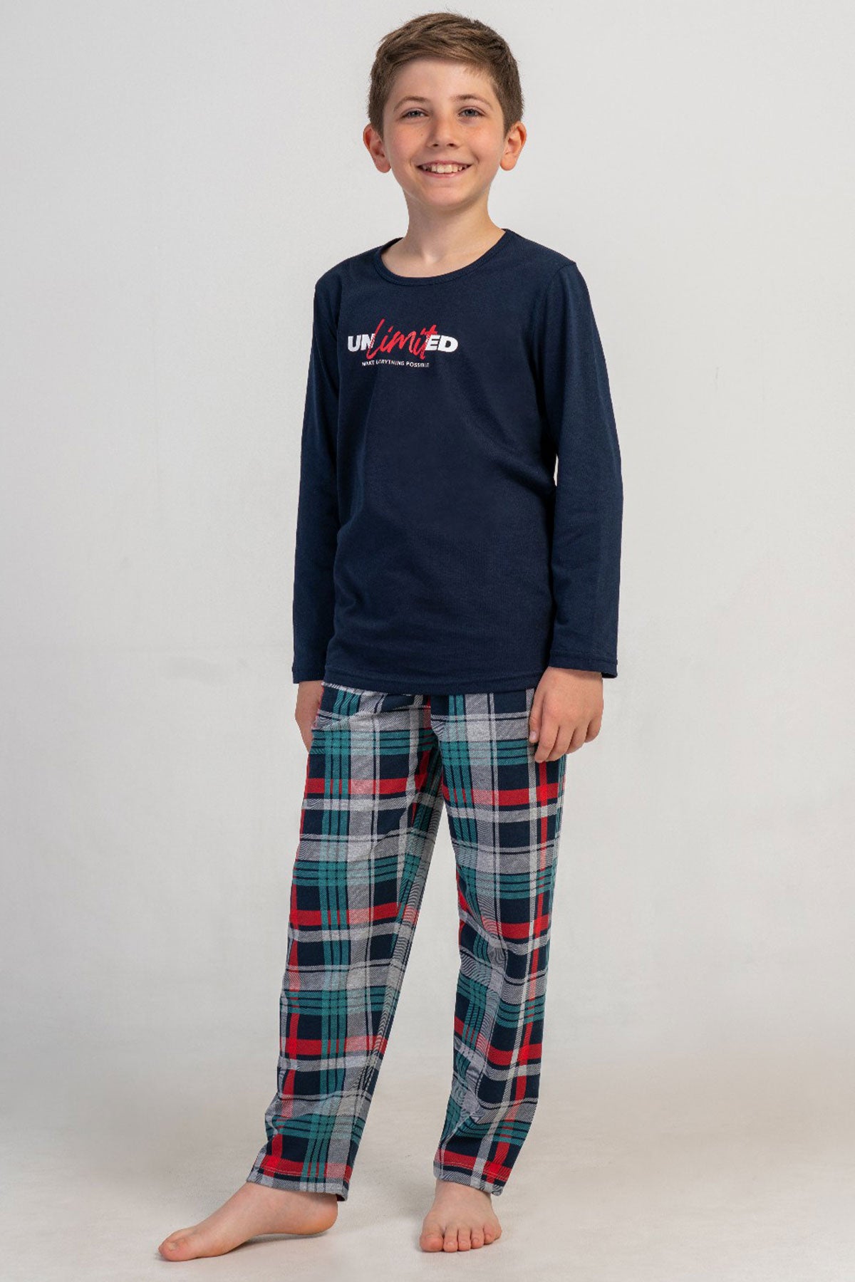 ERKEK COCUK LYC SUPREM O YAKA UZUN KOL PIJAMA TAKIM(9-10/-15-16)