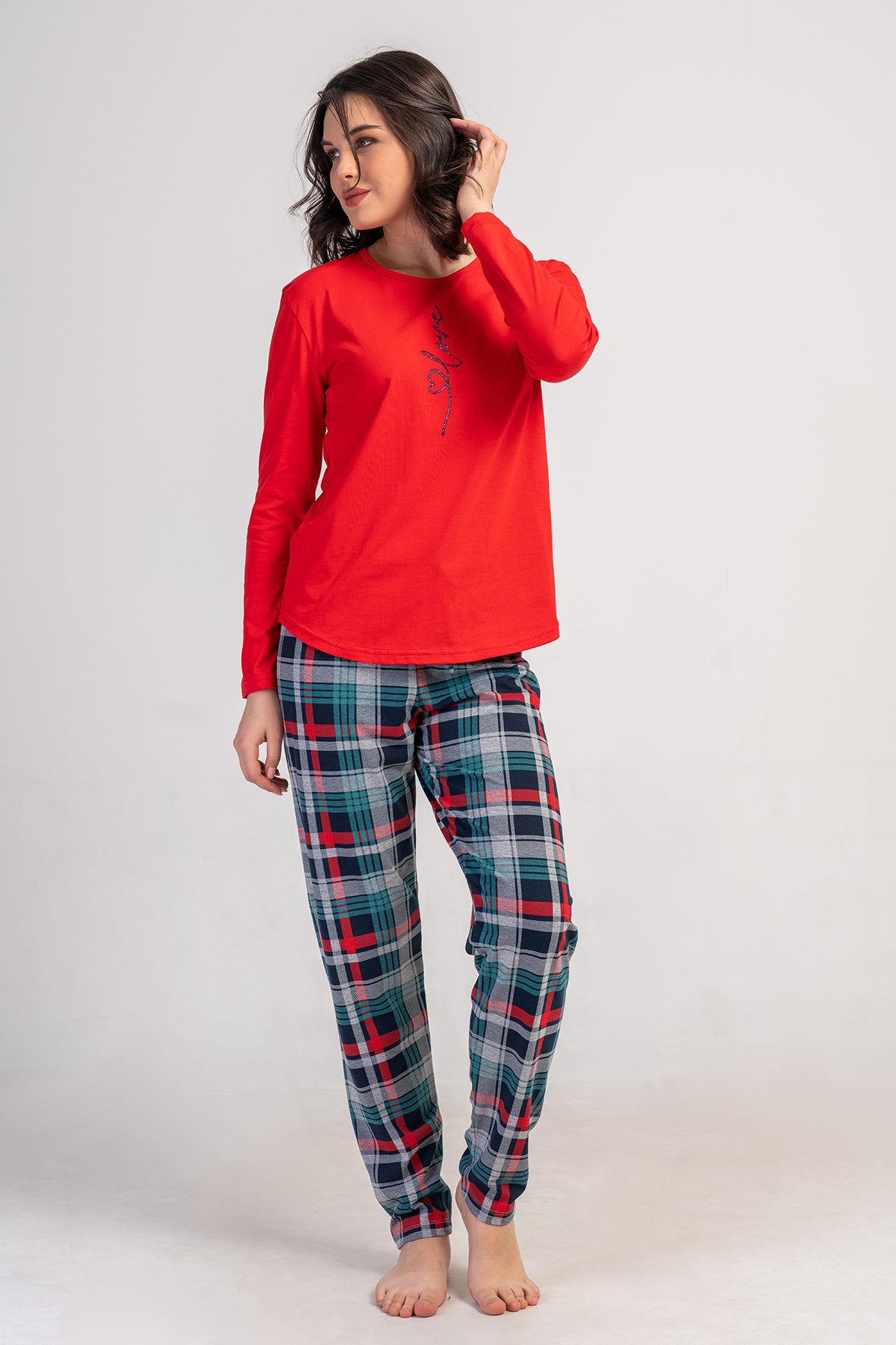 KADIN LYC SUPREM O YAKA UZUN KOL ETEGI OVAL PIJAMA TAKIM