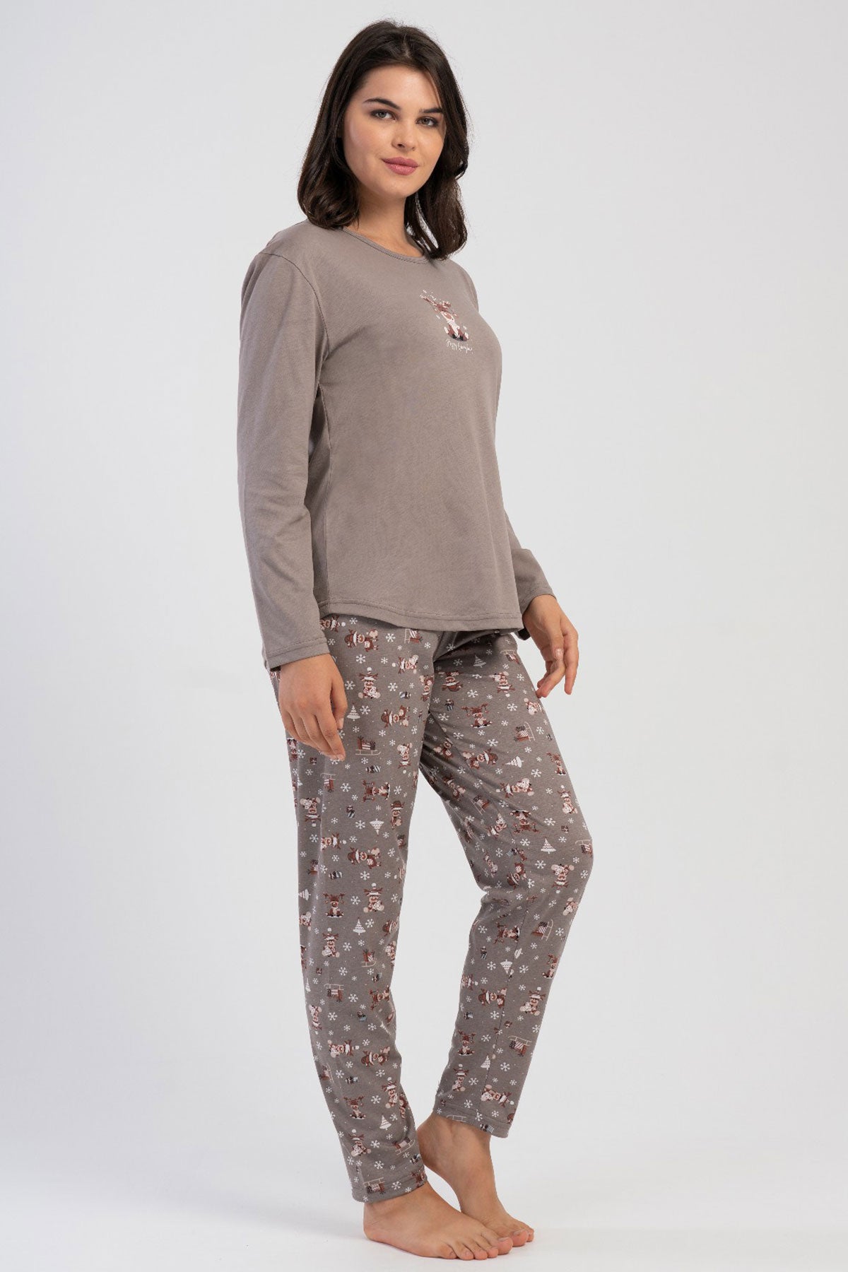 KADIN P.SUPREM XXL O YAKA UZUN KOL ETEGI OVAL PIJAMA TAKIM 503270