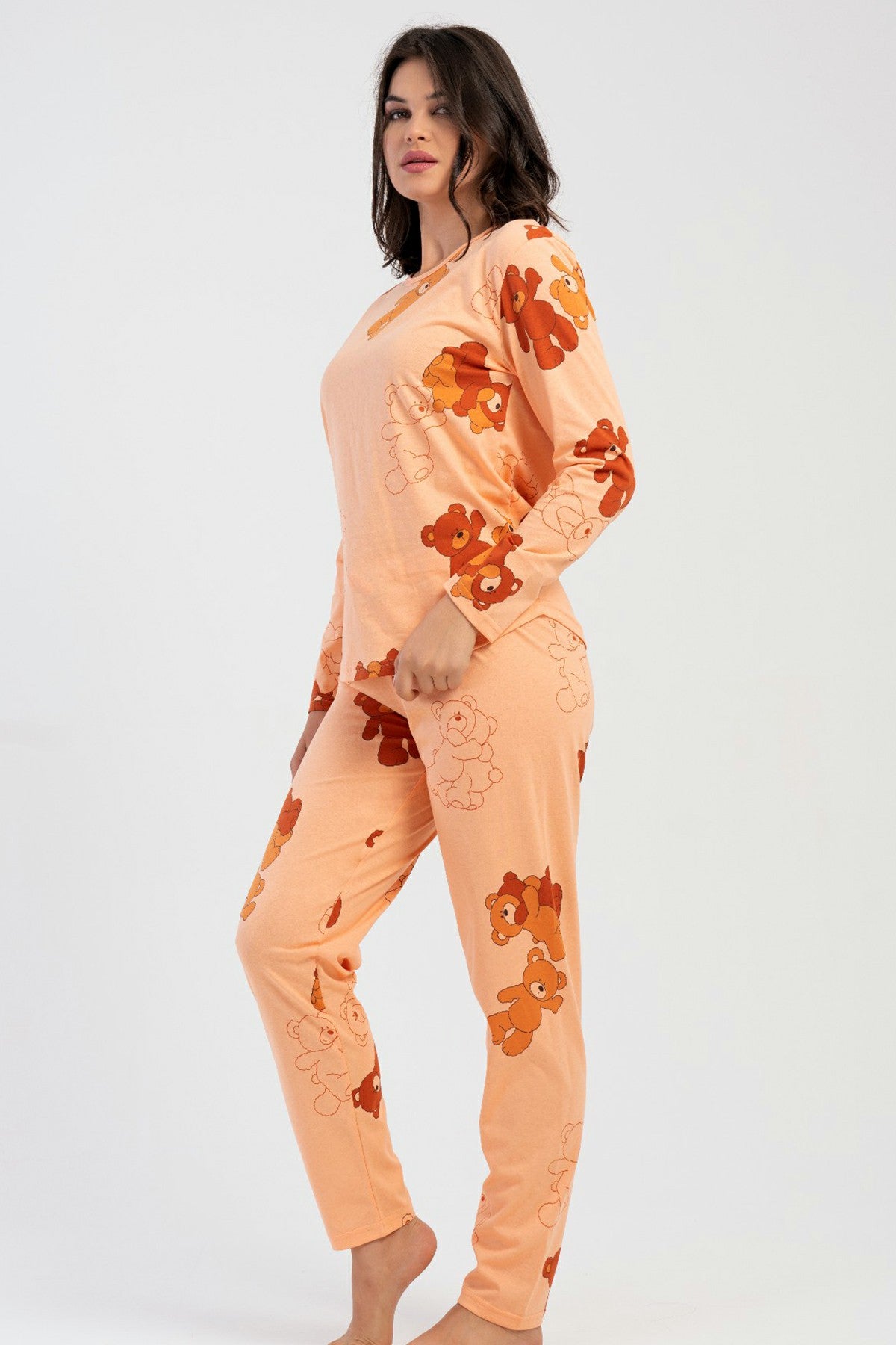 KADIN P.SUPREM O YAKA UZUN KOL ETEGI OVAL PIJAMA TAKIM 504015