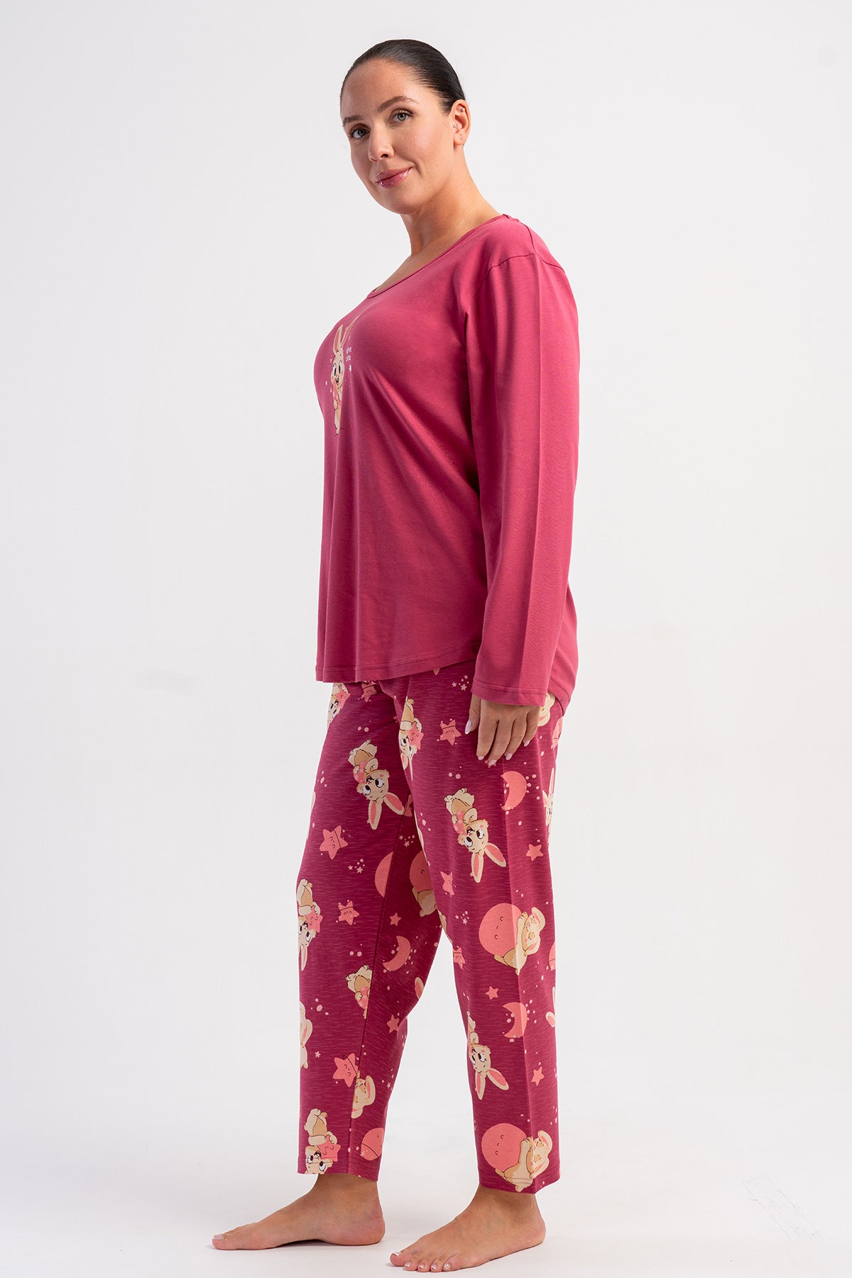 KADIN P.SUPREM XXL O YAKA UZUN KOL ETEGI OVAL PIJAMA TAKIM