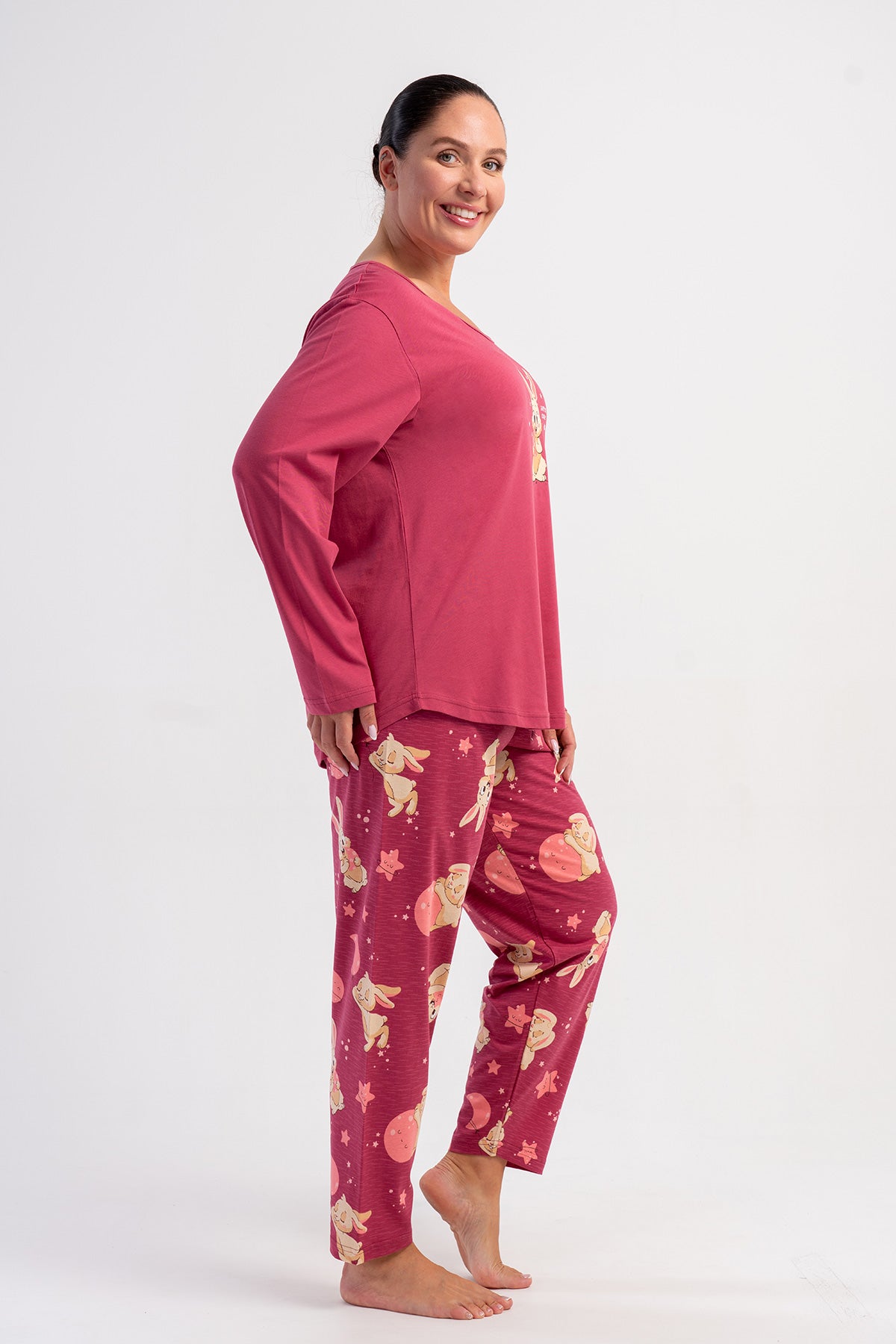 KADIN P.SUPREM XXL O YAKA UZUN KOL ETEGI OVAL PIJAMA TAKIM