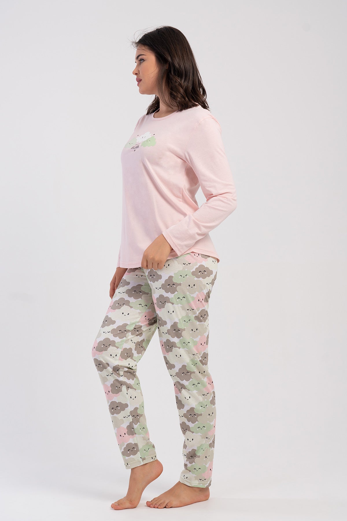 KADIN P.SUPREM XXL O YAKA UZUN KOL ETEGI OVAL PIJAMA TAKIM 504042